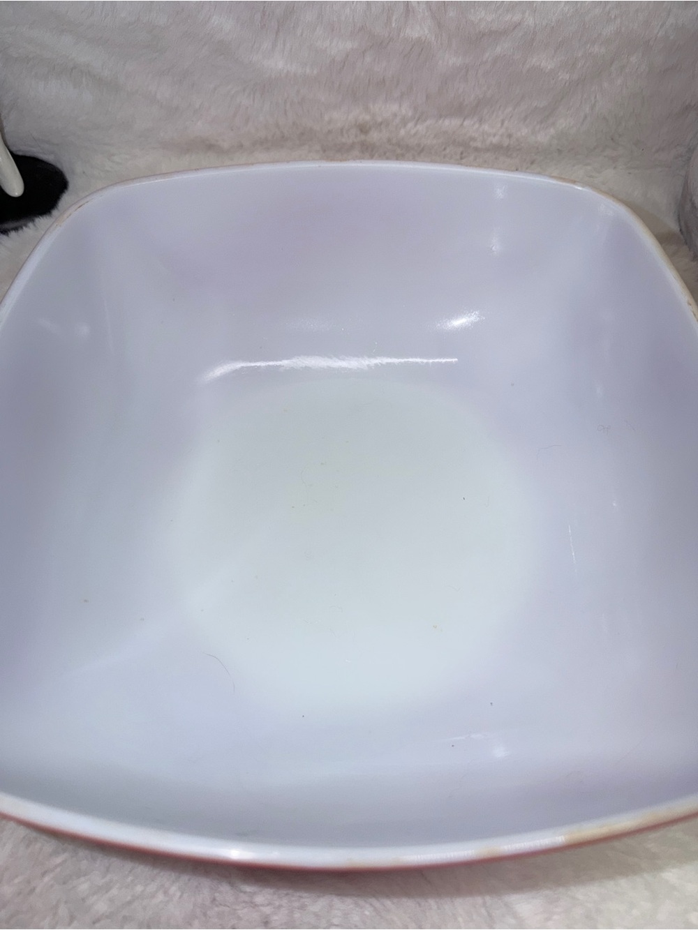 PYREX Vintage Square Red Milk Glass 2.5 Quart Cooking & Serving Bowl 🍒 - Picture 3 of 8